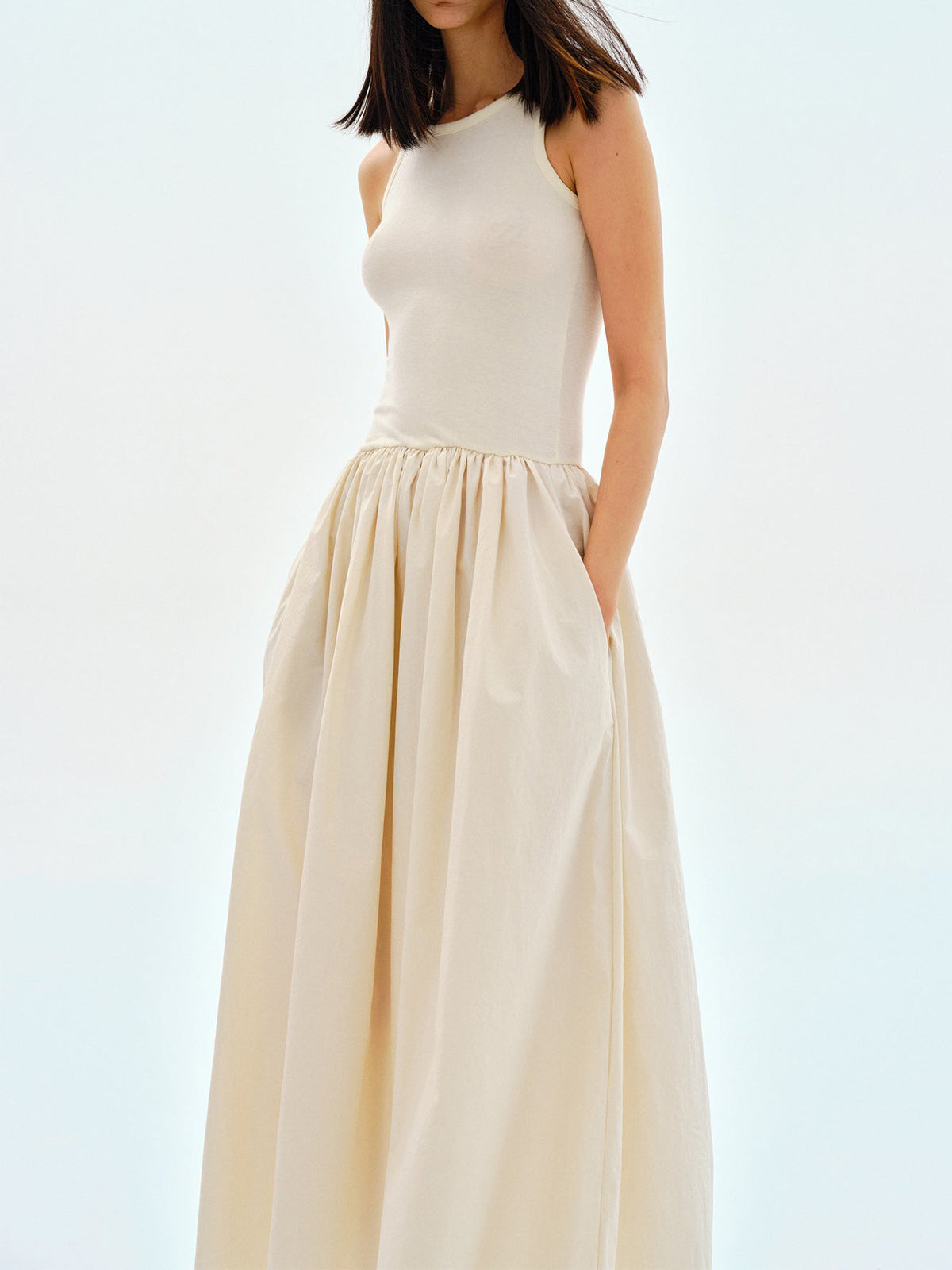 Casual Crew-Neck Maxi Dress