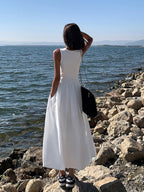 Casual Crew-Neck Maxi Dress