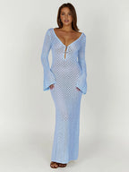 Chic Long-Sleeve Open-Back Cover-Up Maxi Dress