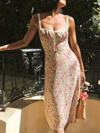 Floral-Print Trim Cami Midi Dress - Effortless Summer Chic