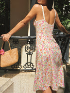 Floral-Print Trim Cami Midi Dress - Effortless Summer Chic