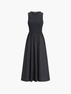 Casual Crew-Neck Maxi Dress