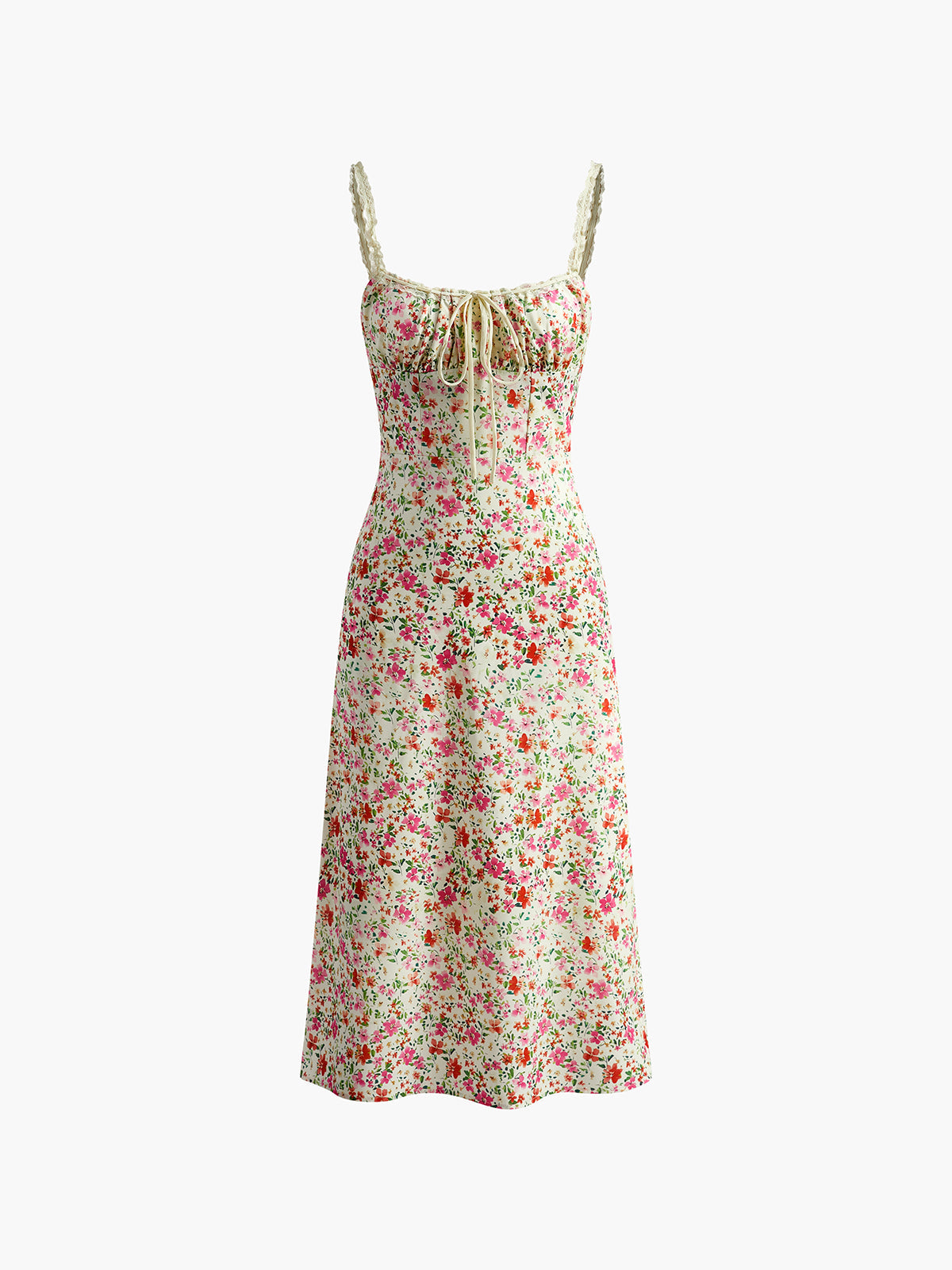 Floral-Print Trim Cami Midi Dress - Effortless Summer Chic