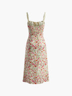 Floral-Print Trim Cami Midi Dress - Effortless Summer Chic