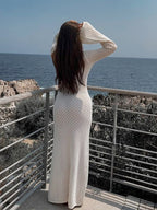 Chic Long-Sleeve Open-Back Cover-Up Maxi Dress