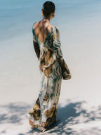 Elegant Hand-Drawn Botanical Motifs Maxi Dress
