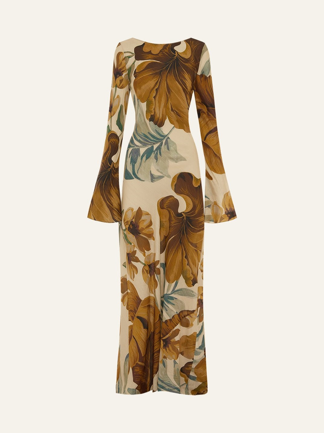 Elegant Hand-Drawn Botanical Motifs Maxi Dress
