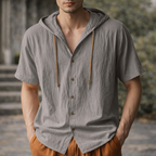 Mason Linen Hooded Long Sleeve Shirt