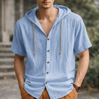 Mason Linen Hooded Long Sleeve Shirt