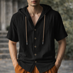 Mason Linen Hooded Long Sleeve Shirt