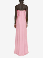 Glamorous Strapless Pleated A-Line Maxi Dress
