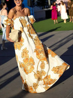 Floral Print Sling Dress - Flowy Summer Sundress with Delicate Straps