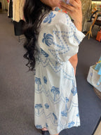 Tropical Palm Tree Print Midi Dress - Flowy, Vacation-Ready Style