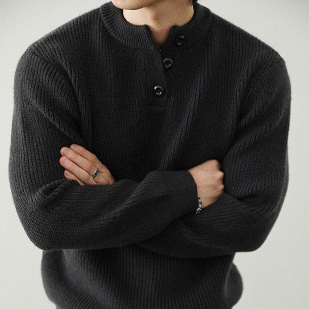 Ashbourne Henley Knit Sweater - Cozy Classic Style