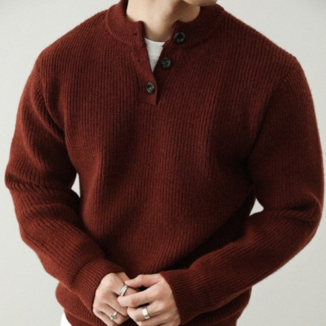 Ashbourne Henley Knit Sweater - Cozy Classic Style