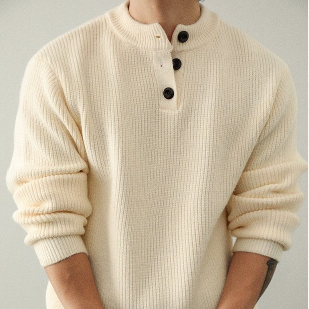 Ashbourne Henley Knit Sweater - Cozy Classic Style