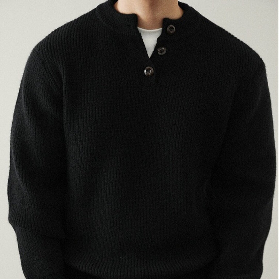 Ashbourne Henley Knit Sweater - Cozy Classic Style