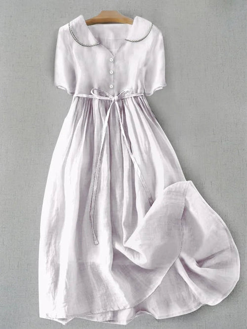 Isla Midi Dress - Elegant Cotton-Linen Comfort for Women