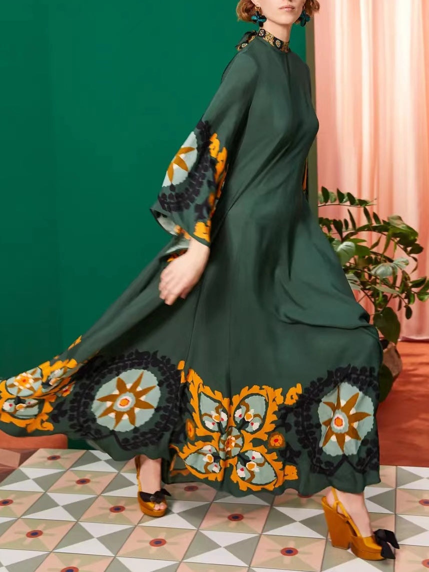 Vibrant Multicolor Printed Maxi Dress - Relaxed Fit