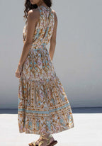 Stunning Satin Maxi Dress in Ocean Treasure Print