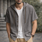 Mason Linen Hooded Long Sleeve Shirt