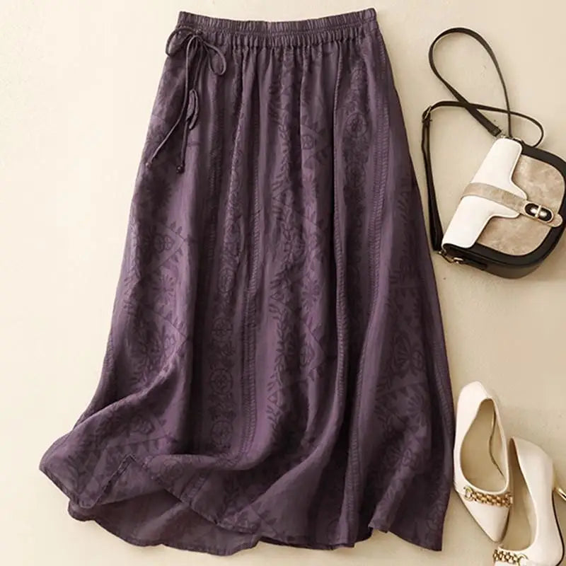 Margaux Floral Midi Skirt - Elegant Floral Print, Flowy Midi Length