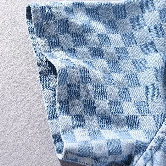Mason Checkered Denim Shirt - Timeless Style, Durable Button-Front