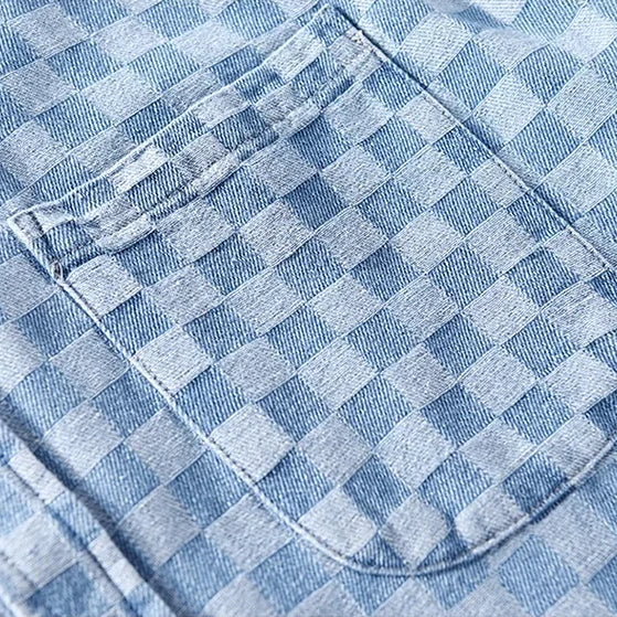 Mason Checkered Denim Shirt - Timeless Style, Durable Button-Front