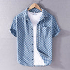 Mason Checkered Denim Shirt - Timeless Style, Durable Button-Front