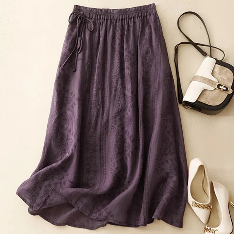 Margaux Floral Midi Skirt - Elegant Floral Print, Flowy Midi Length