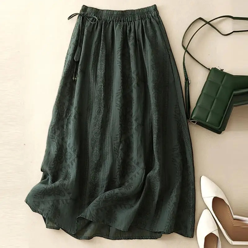 Margaux Floral Midi Skirt - Elegant Floral Print, Flowy Midi Length