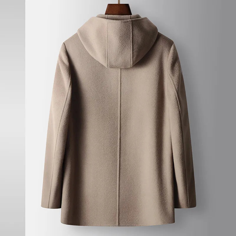 Premium 100% Wool Hooded Coat – Cozy, Warm & Elegant