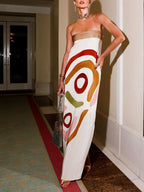 Chic Spotted-Print Midi Dress with Unique Design