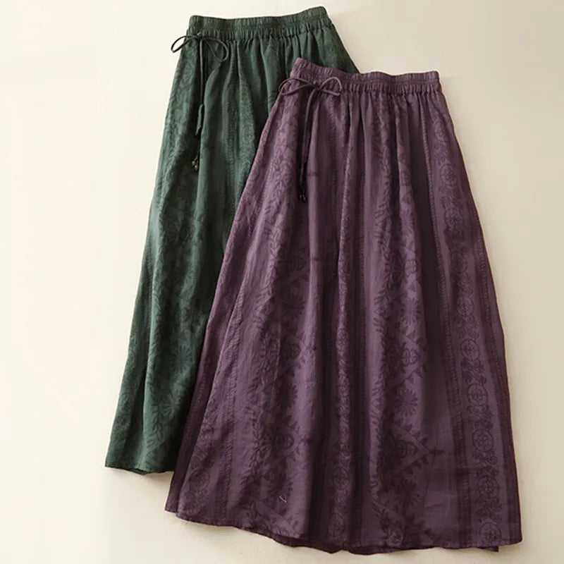 Margaux Floral Midi Skirt - Elegant Floral Print, Flowy Midi Length
