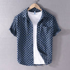 Mason Checkered Denim Shirt - Timeless Style, Durable Button-Front