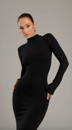 Noire｜Luxurious Turtleneck Maxi Dress
