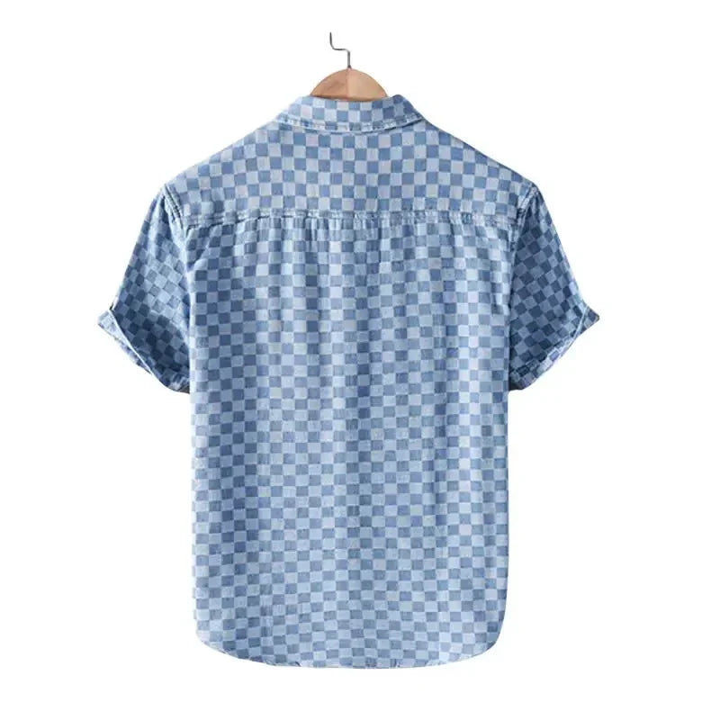 Mason Checkered Denim Shirt - Timeless Style, Durable Button-Front