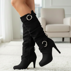Elara Buckle Boots - Trendy Ankle Boots with Bold Buckle Details