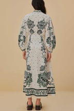 One-of-a-Kind Print Button-Down Maxi Dress with Long-Sleeve Shirt-Style Top
