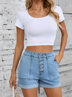 Lila Vintage-Style Stretch Denim Shorts