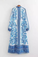 One-of-a-Kind Print Button-Down Maxi Dress with Long-Sleeve Shirt-Style Top
