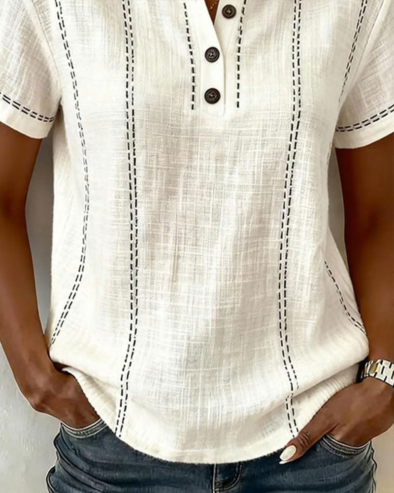 Aria Linen Button Top