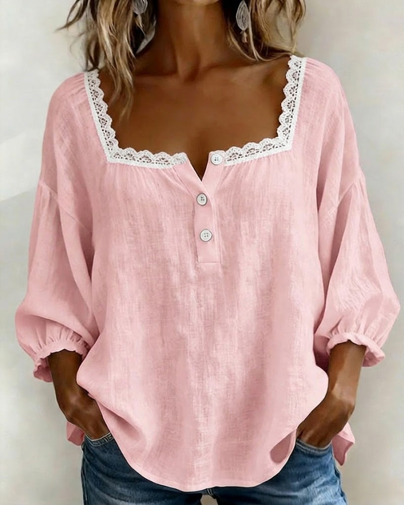 Eliza Lace Square Neck Blouse