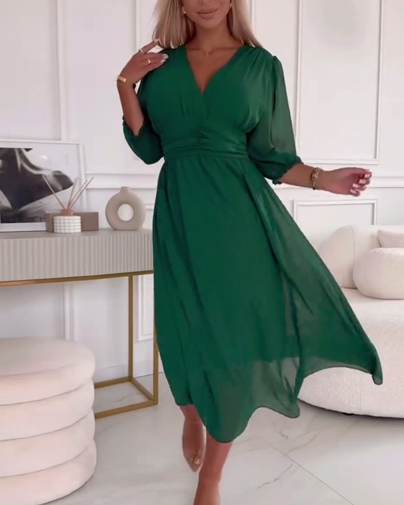 Mira Waist-Cinched Midi Dress