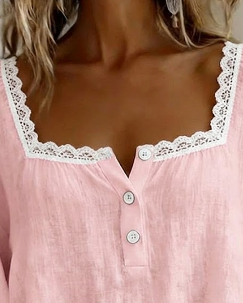Eliza Lace Square Neck Blouse