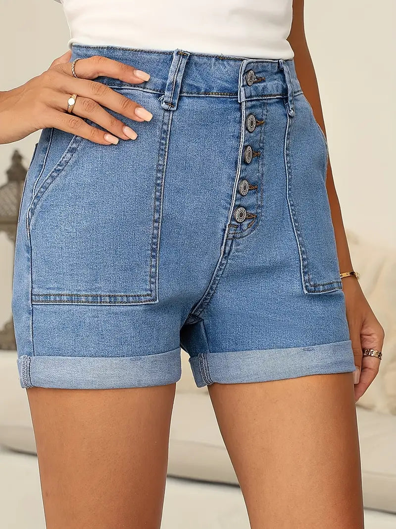 Lila Vintage-Style Stretch Denim Shorts