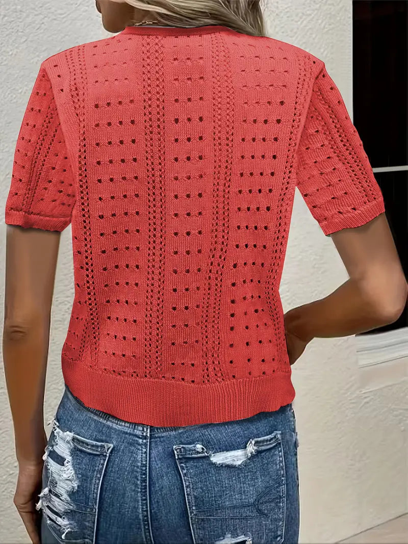 Elena Hollow-Knit Cardigan - Soft, Cozy Knit for Everyday Style