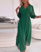 Mira Waist-Cinched Midi Dress