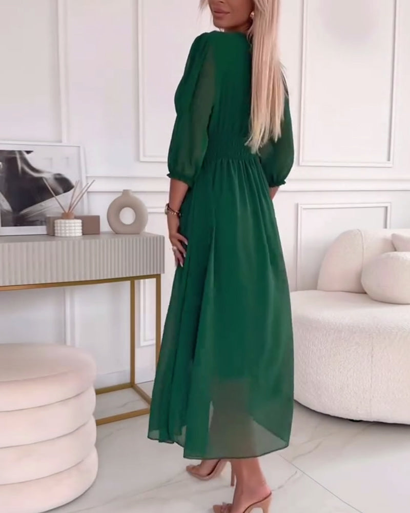 Mira Waist-Cinched Midi Dress