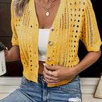 Elena Hollow-Knit Cardigan - Soft, Cozy Knit for Everyday Style